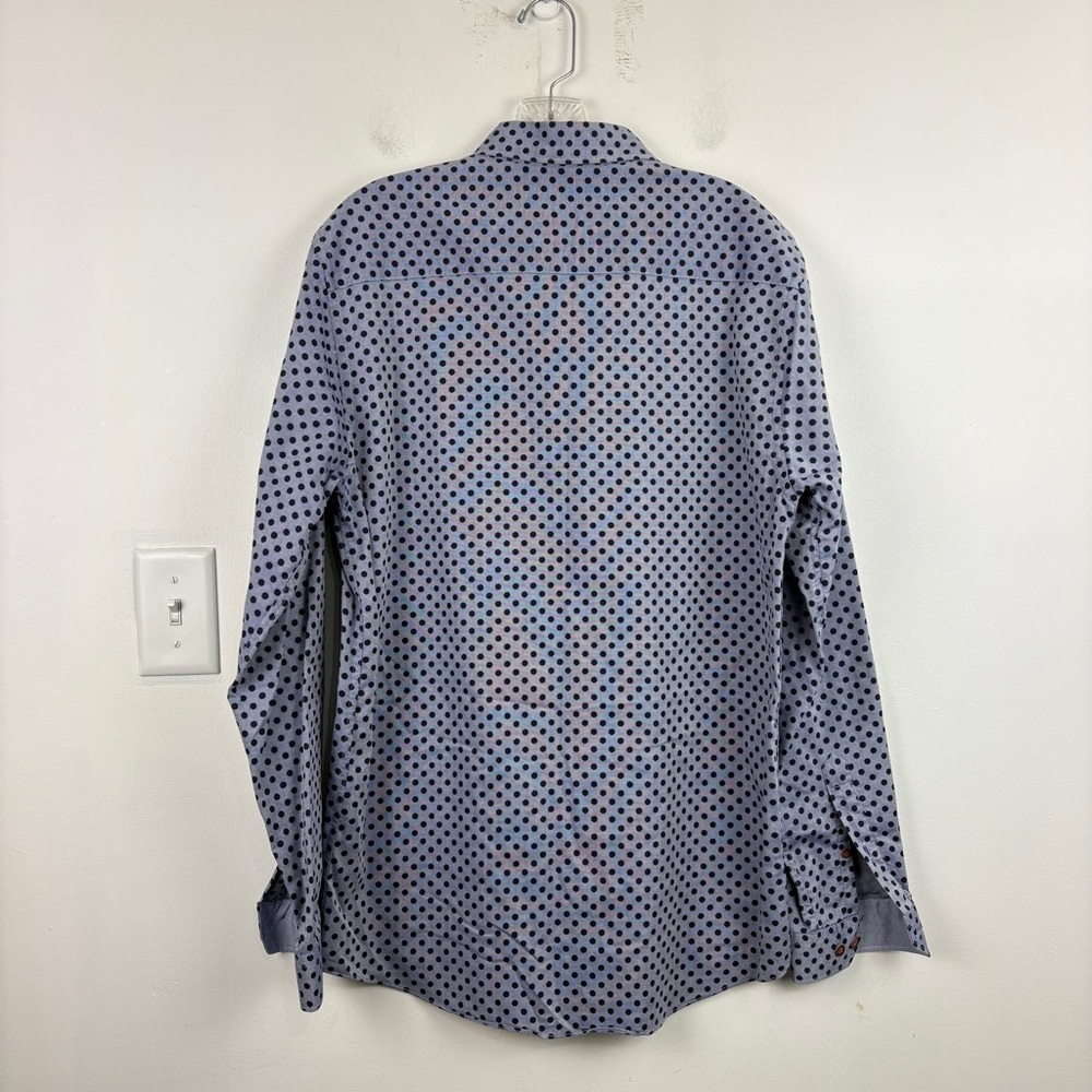 Simon Slim-Fit Blue Polka Dot Dress Shirt | Modern Tailored Button-Up - Picture 7 of 7
